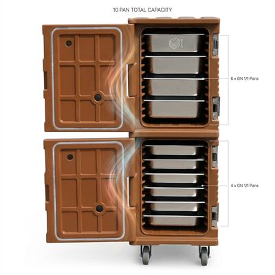 Porta-panelas com Panelas Gastronorm 48L Sistema de Transporte de Panelas GN Completo Panelas de Aço Inoxidável Incluídas