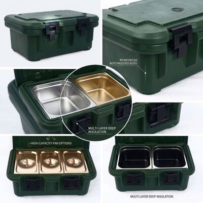 Carregamento frontal 30L transportador de alimentos isolados militares para distribuição de rações das Forças Armadas