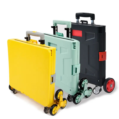 6 rodas que escalam o carrinho de compras plástico com Seat Mini Folding Hand Luggage Cars