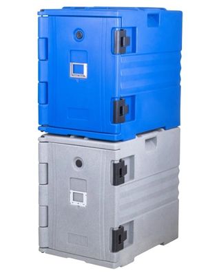 Transportador de alimentos isolado azul com alças de nylon