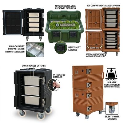 Carregador de alimentos isolados de plástico 25L Caixinha térmica rotomoldada leve recipiente de alimentação compacto