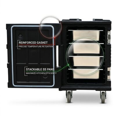 Carregador de alimentos rotomoulded 95L Grade militar isolado de alimentos panela caixa de transporte pesado GN panela de transporte