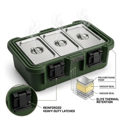 25L Containers de alimentos isolados militares GN portátil Pan Transportador Entrega de refeições quentes Exército Alimentação de campo