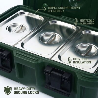 Caixa de Transporte de Alimentos Quentes Militar Isolada com Rodas 30L Empilhável para Catering do Exército