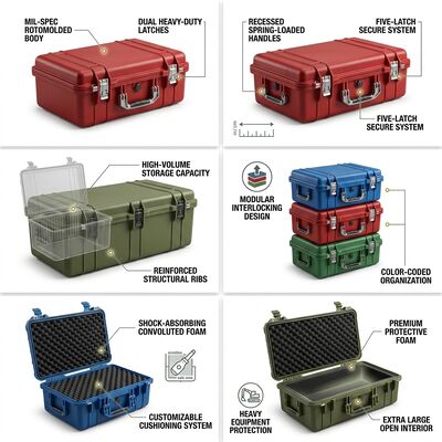 Caixa de Ferramentas Rotomoldada Pesada de 1500mm IP65 à Prova d'Água à Prova de Choque para Armazenamento de Equipamentos Militares LLDPE