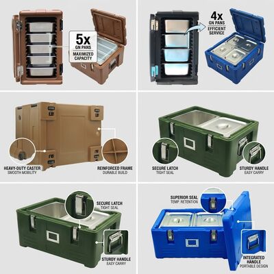 Food Pan Warmer Cooler 30L Dual Mode Insulated Hot Cold Holding Box PE Rotomolded GN Pan 630x450x310mm