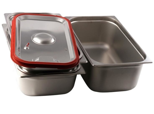 Alimento de aço inoxidável Pan With Lid da cozinha, bandeja de aço inoxidável do bufete