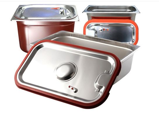 Alimento de aço inoxidável Pan With Lid da cozinha, bandeja de aço inoxidável do bufete